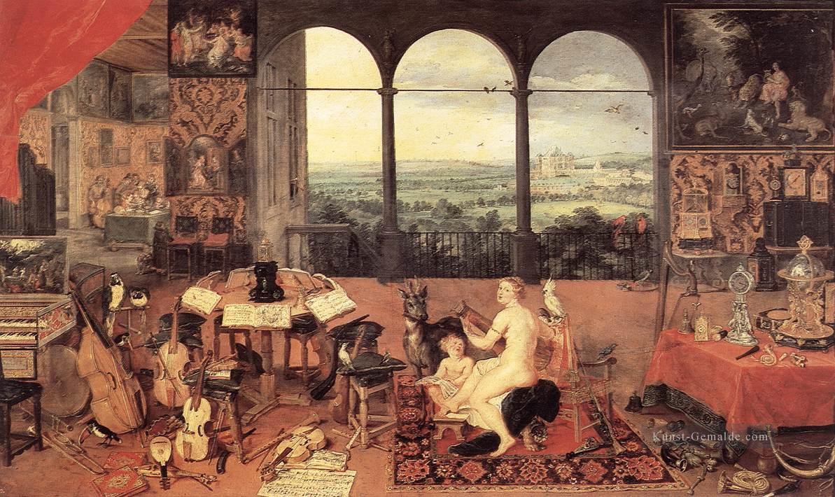 der Hörsinn flämisch Jan Brueghel dÄ Ölgemälde